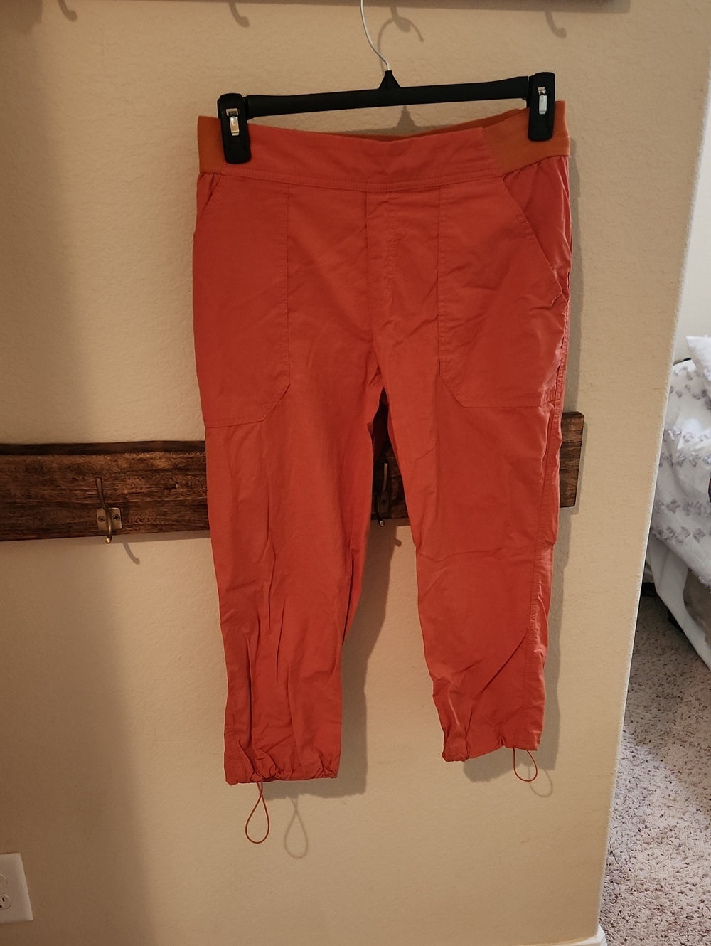 Women's Orange/Coral Drawstring Crop Pants